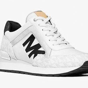 Michael Kors Women's White Maddy Two-Tone Logo Sneaker Size 9.5